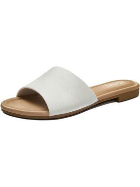 Women's Beige Summer One Band Open Toe Slides Comfortable Walking Slippers